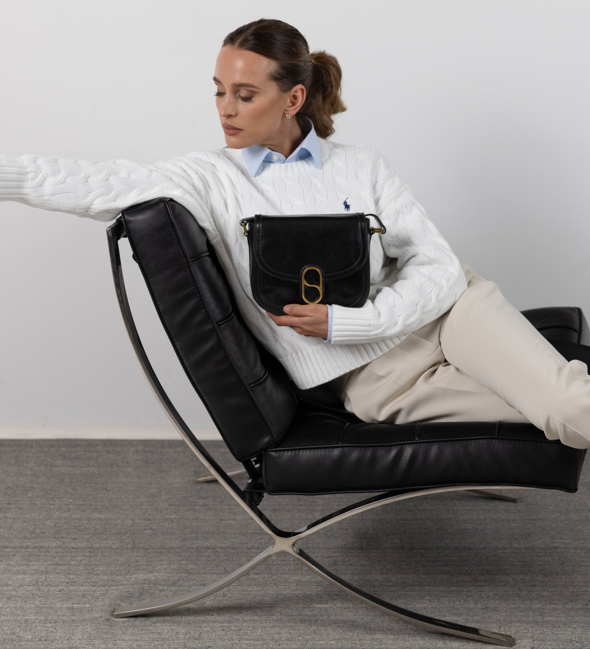 Womens Leather Saddle Bag - Villette