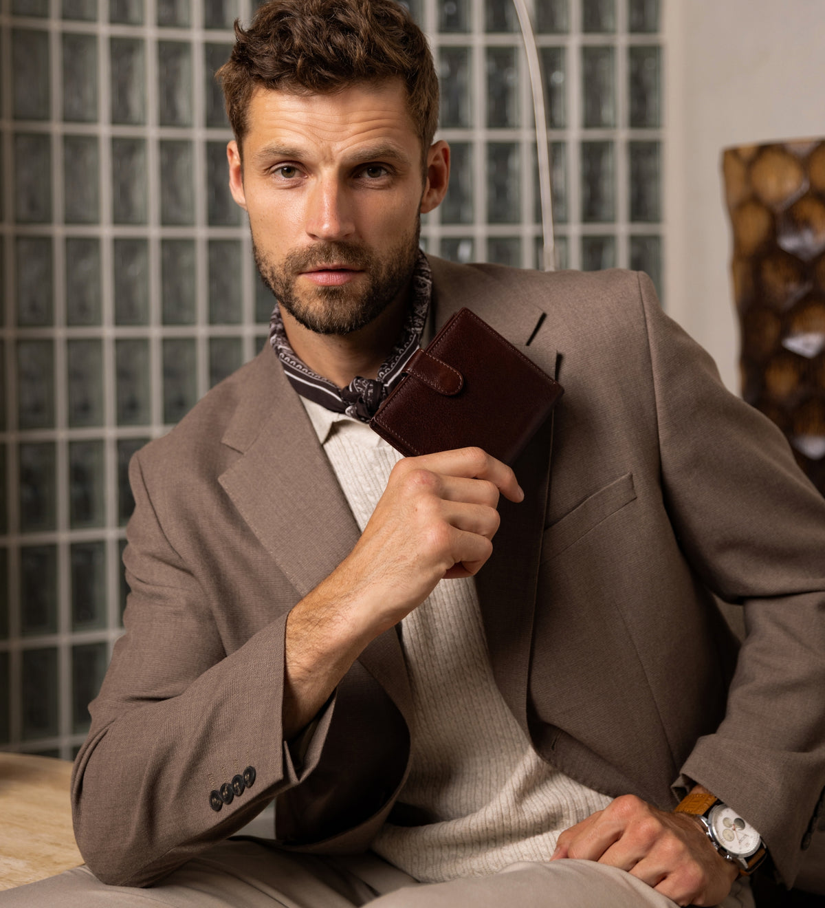 Leather Bifold Wallet with a Snap Closure - Ironweed