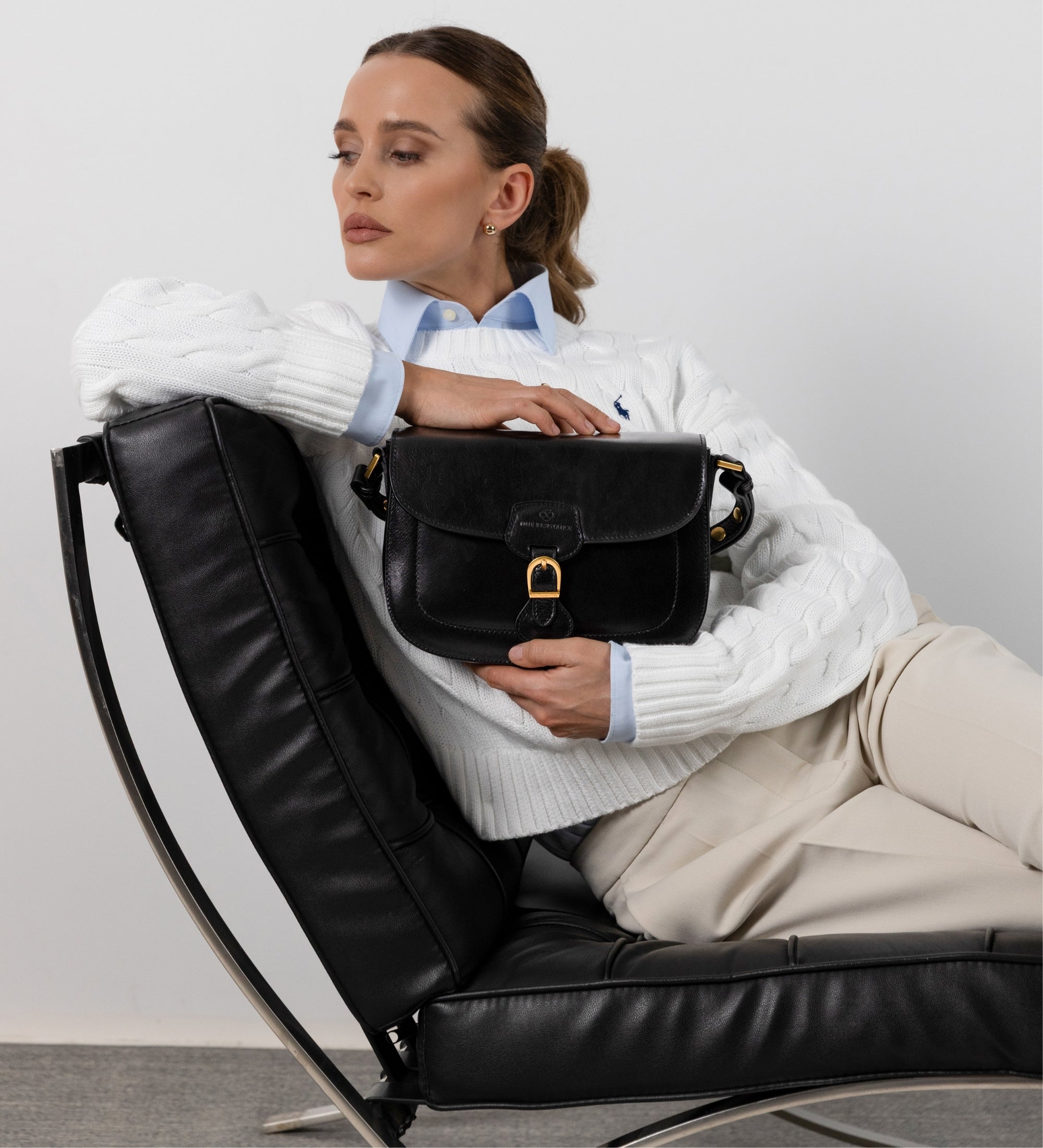 Womens Leather Saddle Bag - Romola