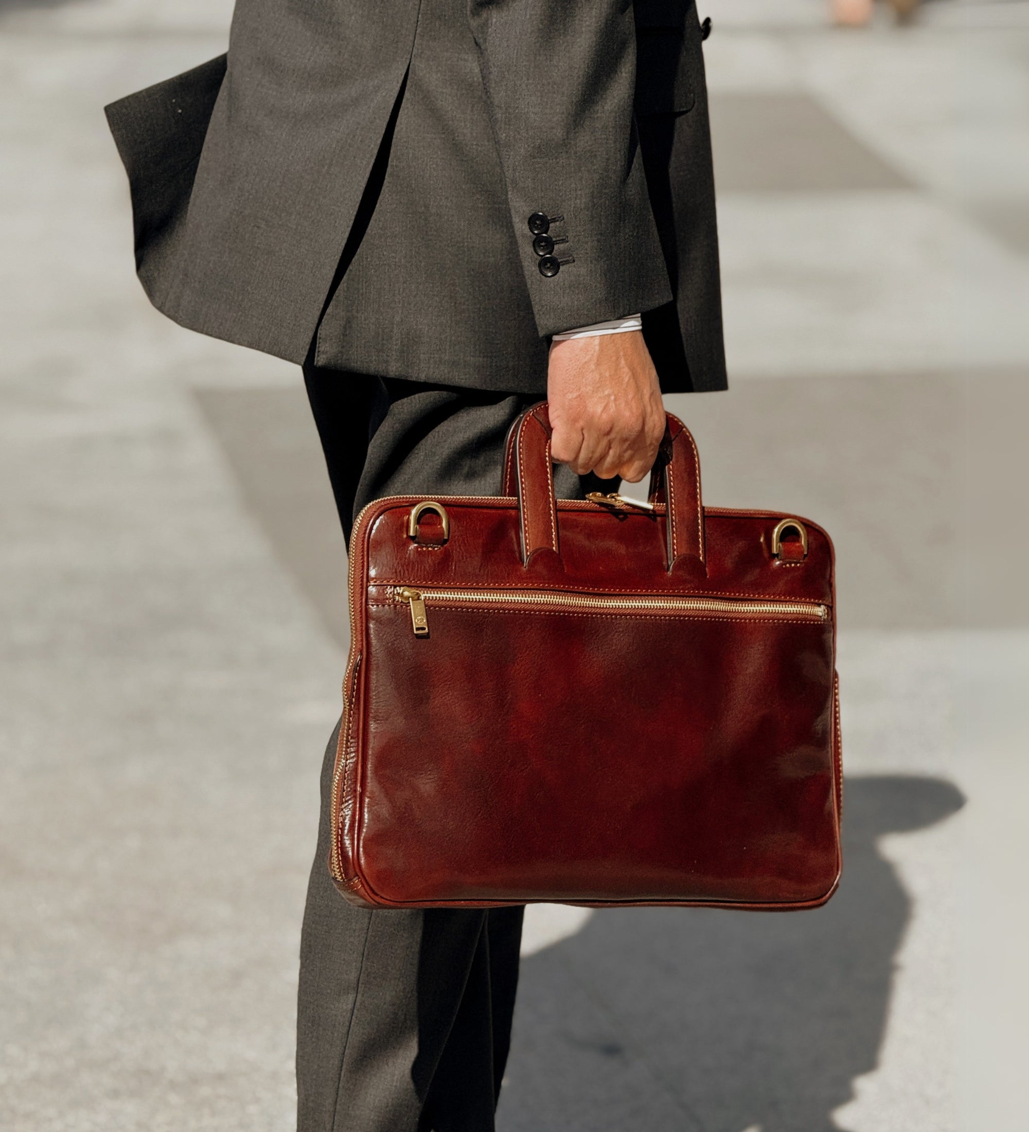 Leather Briefcase Laptop Bag - Brave New World