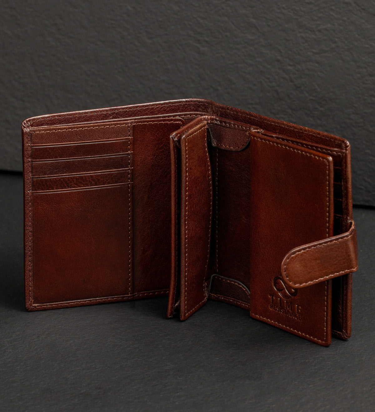 Leather Bifold Wallet with a Snap Closure - Ironweed