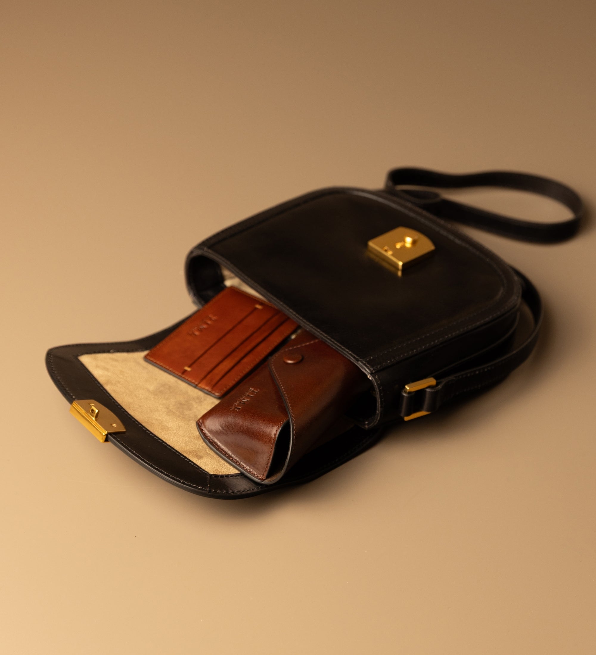 Womens Leather Saddle Bag - Secrets