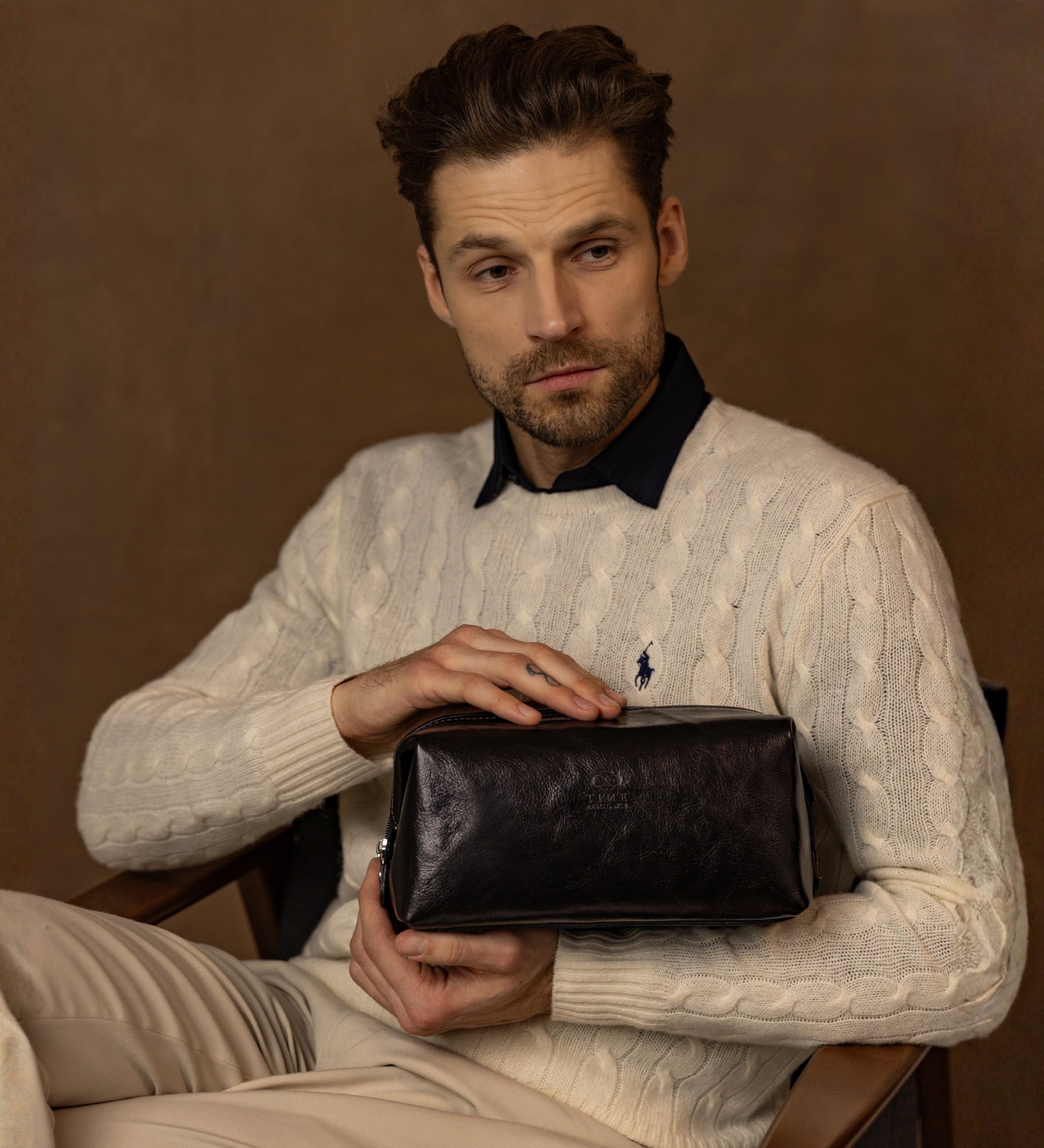 Leather Toiletry Bag - Four Past Midnight