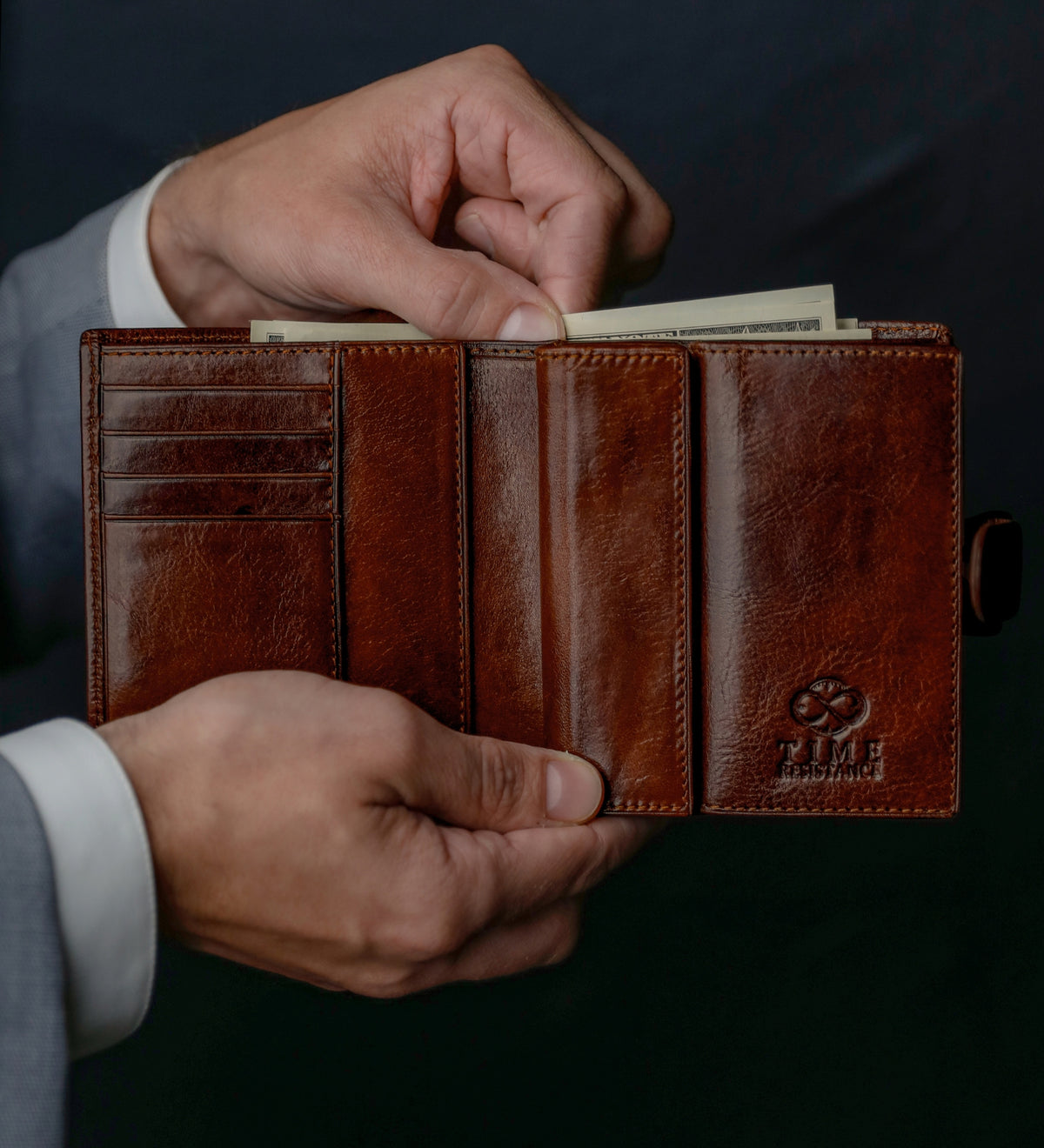 Leather Bifold Wallet with a Snap Closure - Ironweed