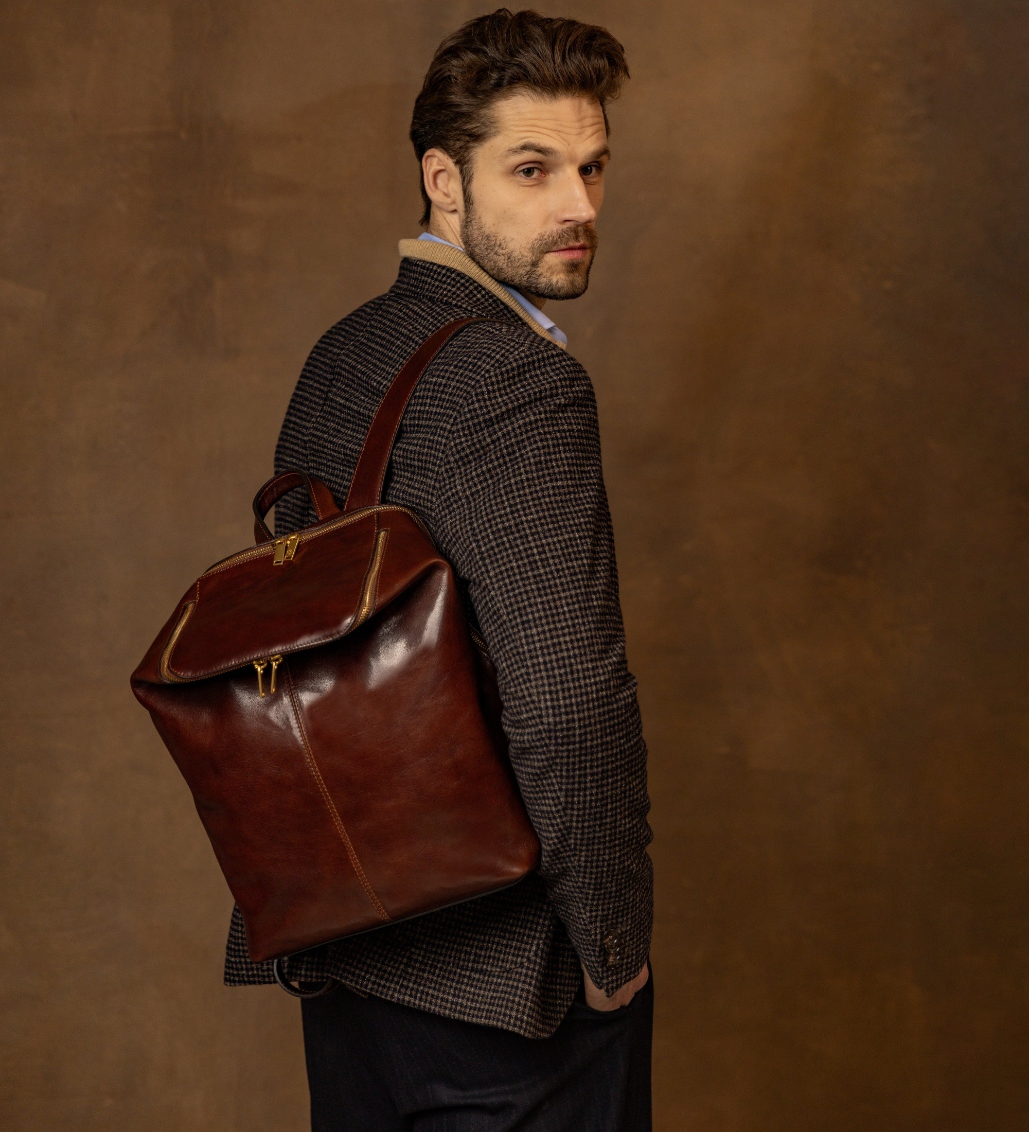 Leather Backpack - A Bend in the River