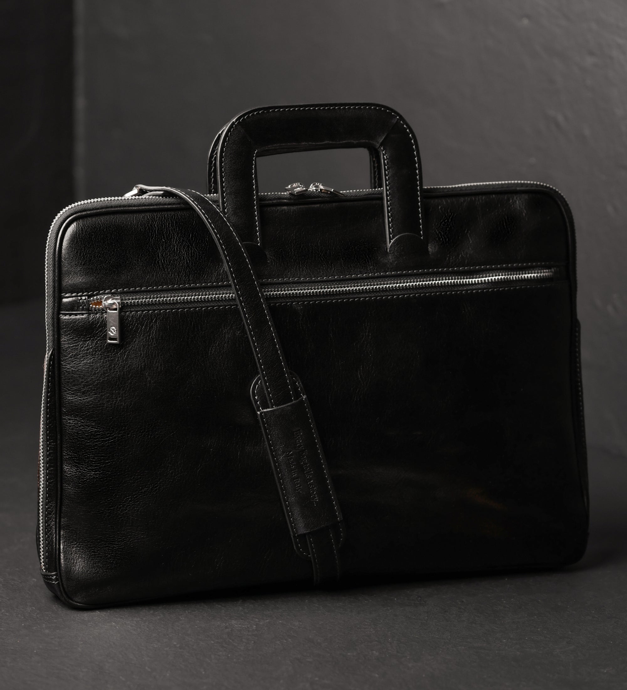 Leather Briefcase Laptop Bag - Brave New World