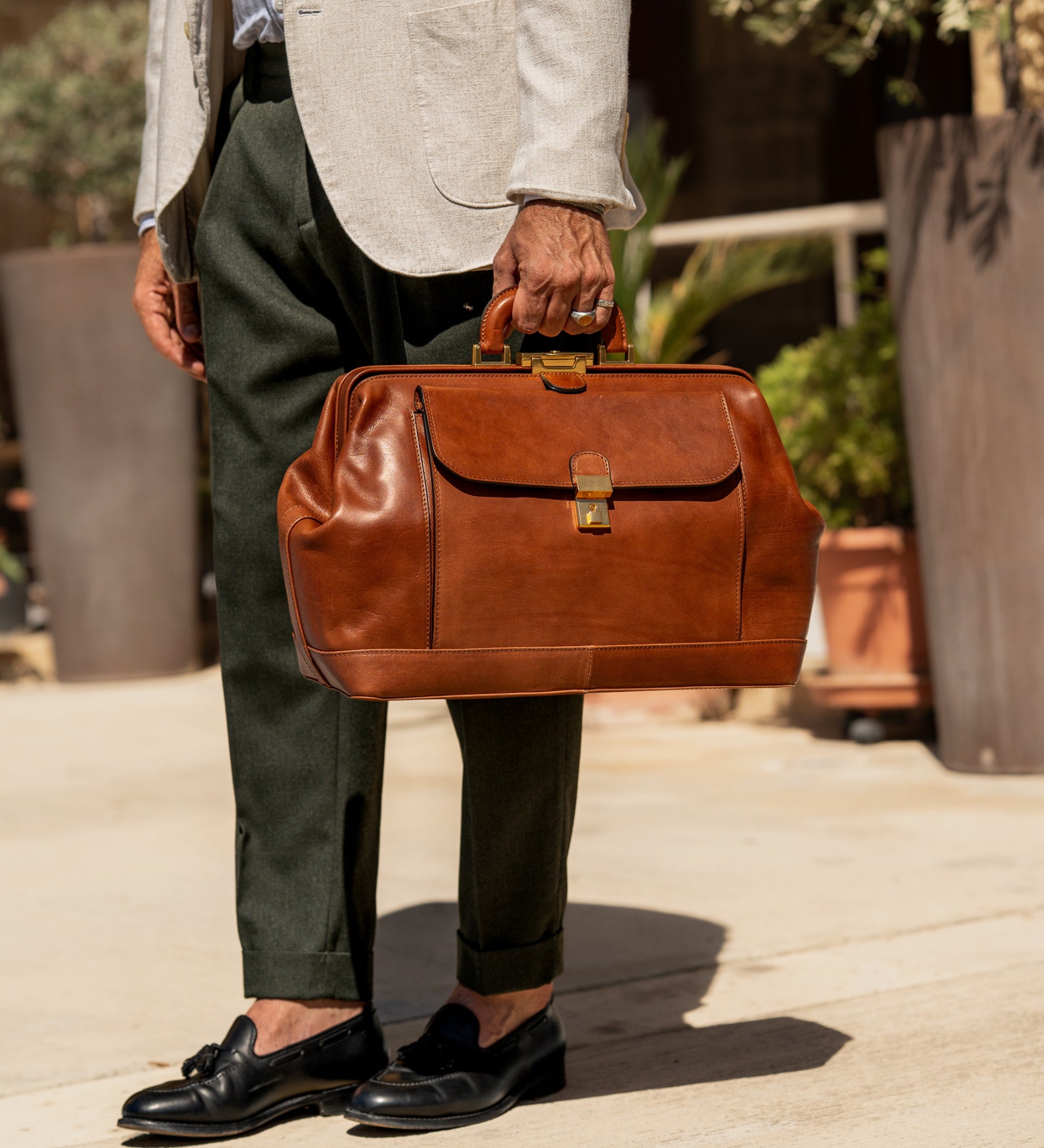 Large Italian Leather Doctor Bag - Hamlet