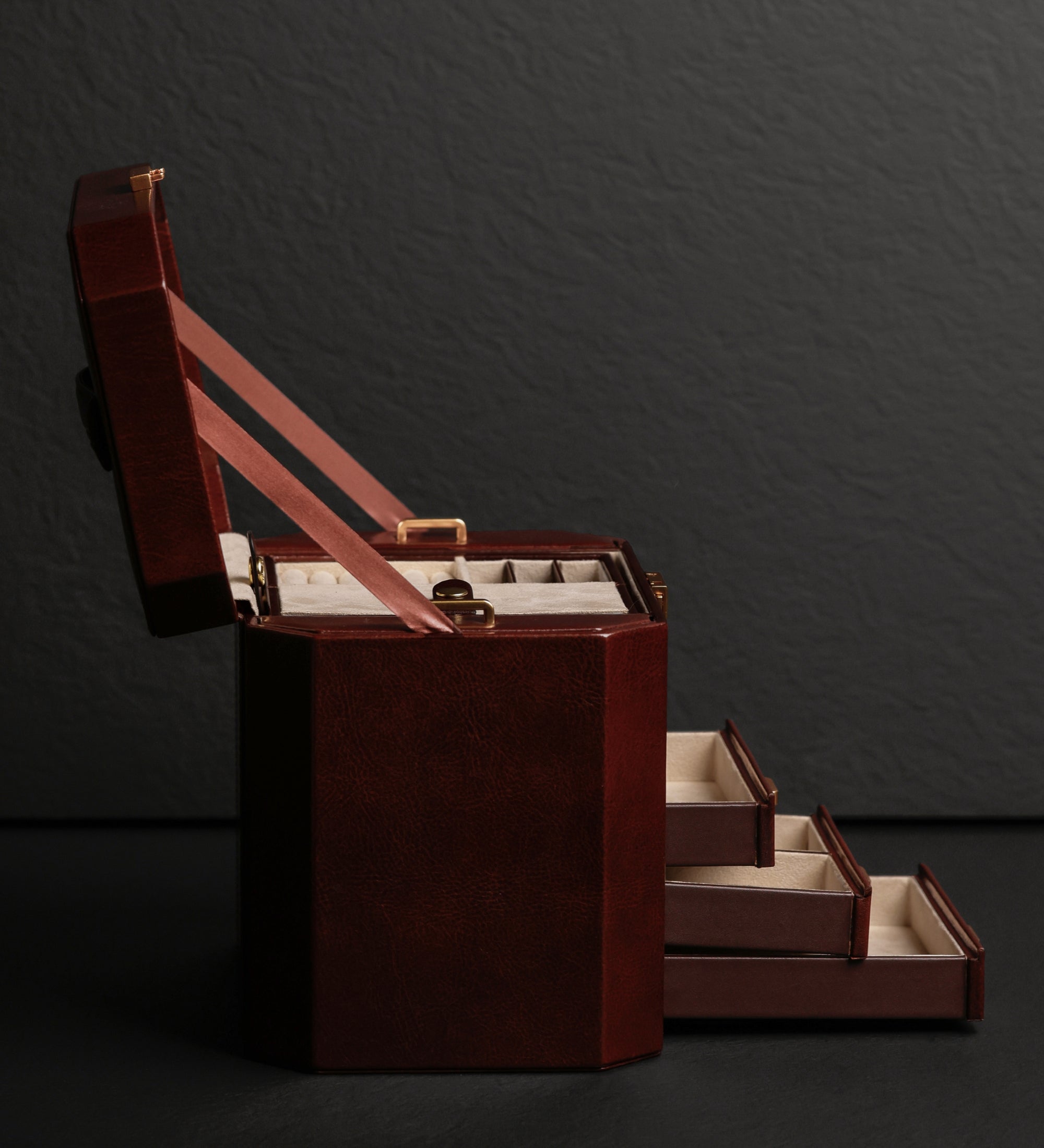 Large Leather Jewelry Box for Women - A Handful of Dust