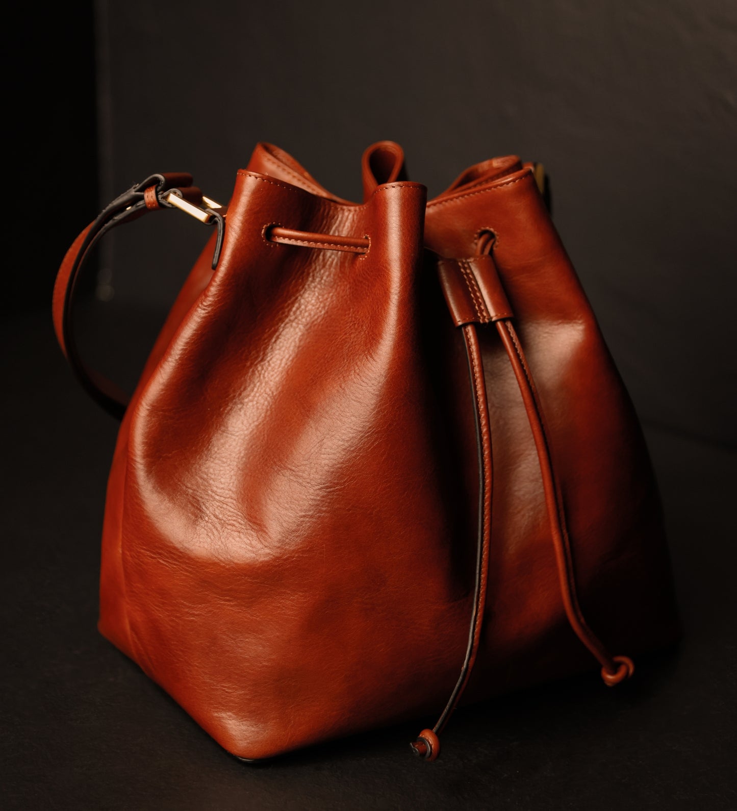 Leather Bucket Bag for Women - Sybil