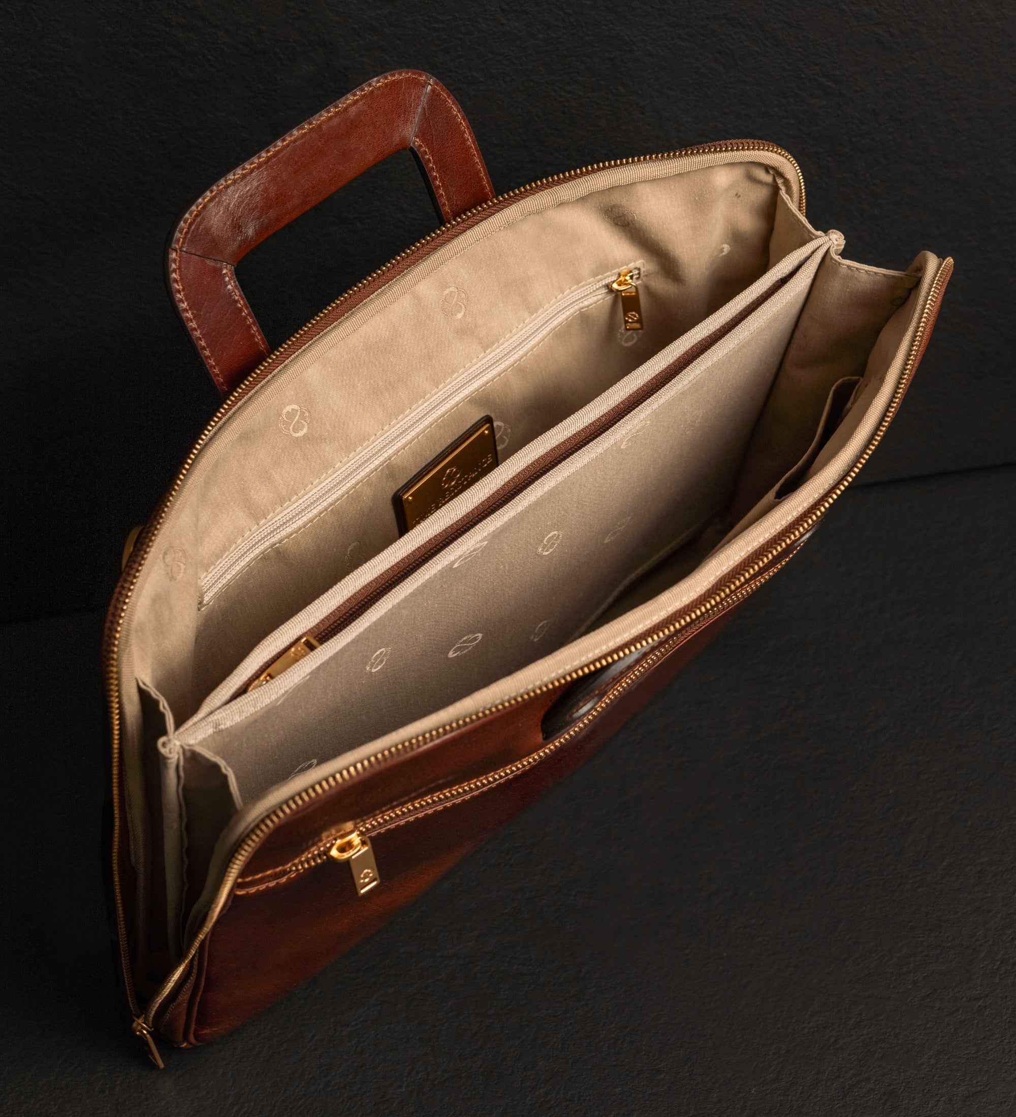 Leather Briefcase Laptop Bag - Brave New World